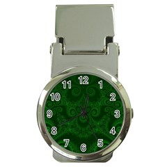 Emerald Green Spirals Money Clip Watches by SpinnyChairDesigns