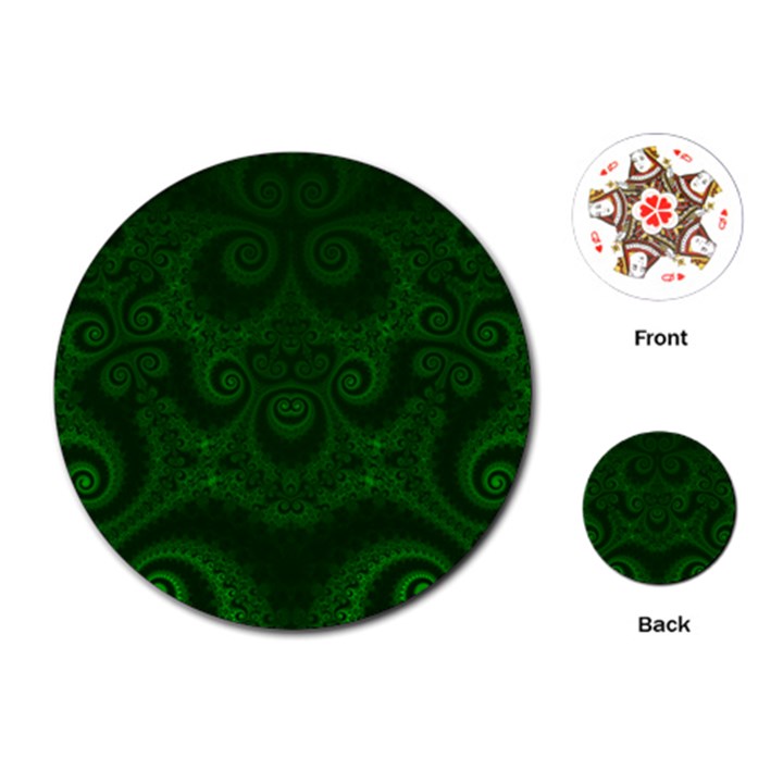 Emerald Green Spirals Playing Cards Single Design (Round)