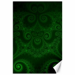 Emerald Green Spirals Canvas 12  X 18  by SpinnyChairDesigns