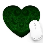 Emerald Green Spirals Heart Mousepads Front