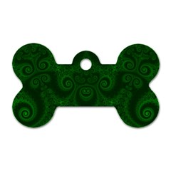 Emerald Green Spirals Dog Tag Bone (one Side) by SpinnyChairDesigns