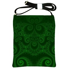 Emerald Green Spirals Shoulder Sling Bag by SpinnyChairDesigns