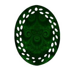 Emerald Green Spirals Ornament (oval Filigree) by SpinnyChairDesigns