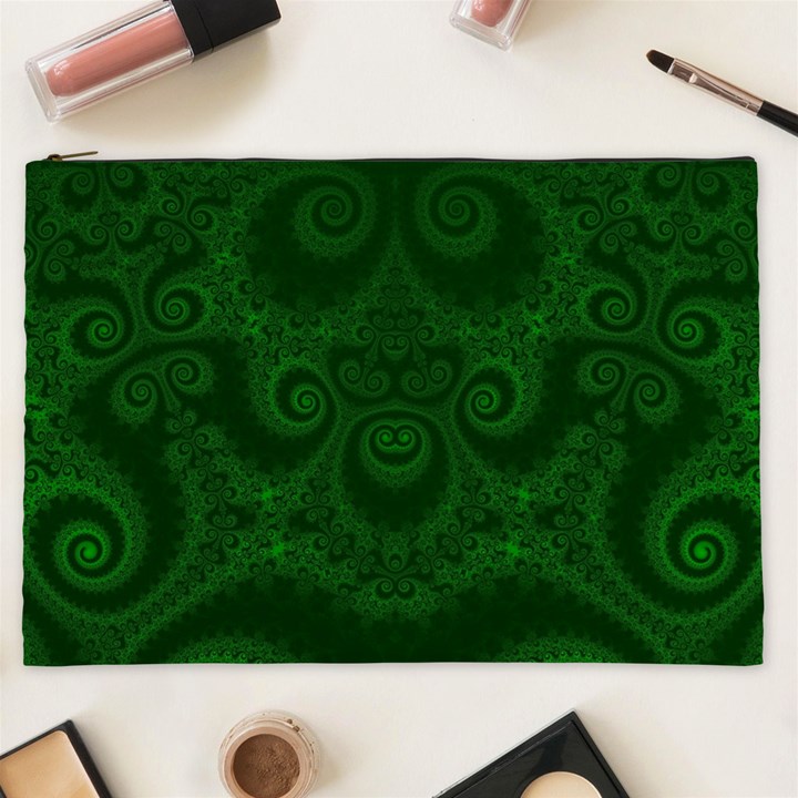 Emerald Green Spirals Cosmetic Bag (XXL)