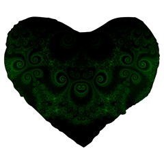 Emerald Green Spirals Large 19  Premium Heart Shape Cushions by SpinnyChairDesigns