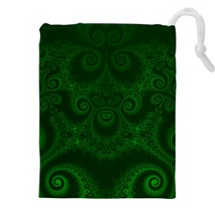 Emerald Green Spirals Drawstring Pouch (4xl) by SpinnyChairDesigns