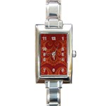 Red and Gold Spirals Rectangle Italian Charm Watch Front