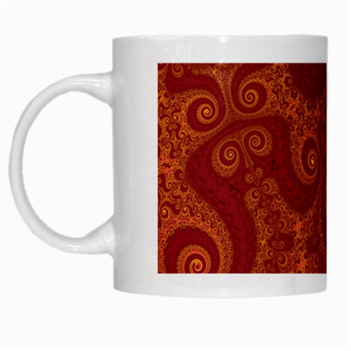 Red and Gold Spirals White Mugs