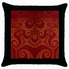 Red And Gold Spirals Throw Pillow Case (black) by SpinnyChairDesigns