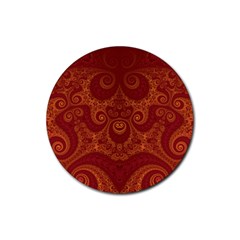 Red And Gold Spirals Rubber Round Coaster (4 Pack)  by SpinnyChairDesigns