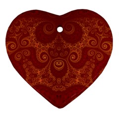 Red And Gold Spirals Heart Ornament (two Sides) by SpinnyChairDesigns