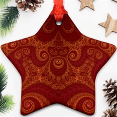 Red And Gold Spirals Star Ornament (two Sides) by SpinnyChairDesigns