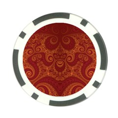 Red And Gold Spirals Poker Chip Card Guard by SpinnyChairDesigns