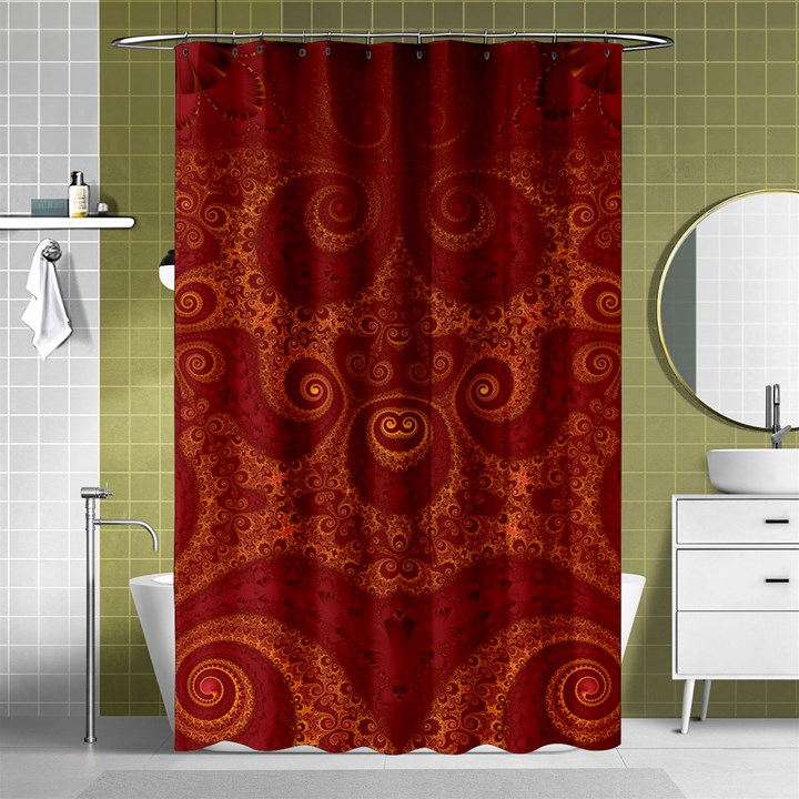 Red and Gold Spirals Shower Curtain 48  x 72  (Small) 