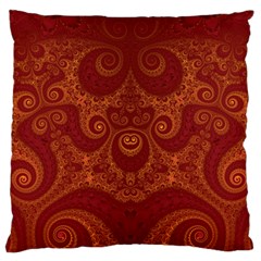 Red And Gold Spirals Large Cushion Case (two Sides) by SpinnyChairDesigns