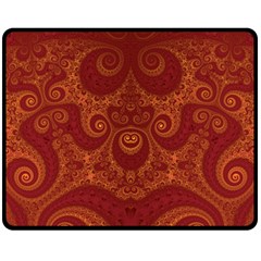 Red And Gold Spirals Double Sided Fleece Blanket (medium)  by SpinnyChairDesigns