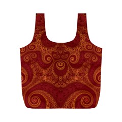 Red And Gold Spirals Full Print Recycle Bag (m) by SpinnyChairDesigns