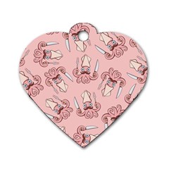 Squid Chef Pattern Dog Tag Heart (two Sides)