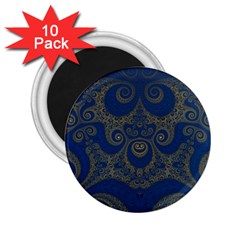 Navy Blue And Gold Swirls 2 25  Magnets (10 Pack)  by SpinnyChairDesigns