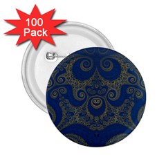 Navy Blue And Gold Swirls 2 25  Buttons (100 Pack)  by SpinnyChairDesigns