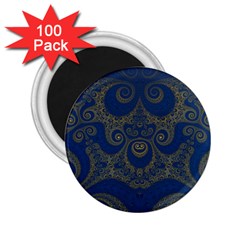 Navy Blue And Gold Swirls 2 25  Magnets (100 Pack)  by SpinnyChairDesigns