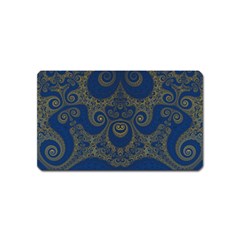 Navy Blue And Gold Swirls Magnet (name Card) by SpinnyChairDesigns