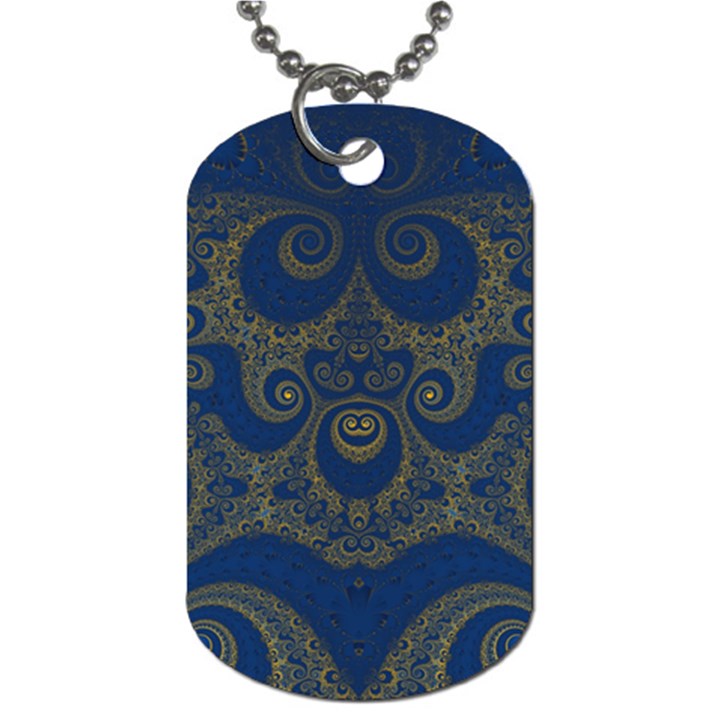 Navy Blue and Gold Swirls Dog Tag (One Side)