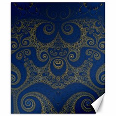 Navy Blue And Gold Swirls Canvas 8  X 10  by SpinnyChairDesigns