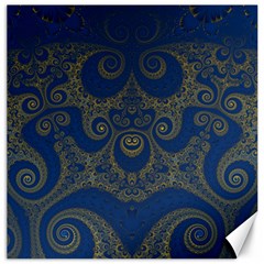 Navy Blue And Gold Swirls Canvas 16  X 16  by SpinnyChairDesigns