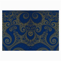 Navy Blue And Gold Swirls Large Glasses Cloth by SpinnyChairDesigns