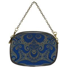 Navy Blue And Gold Swirls Chain Purse (one Side) by SpinnyChairDesigns