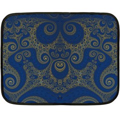 Navy Blue And Gold Swirls Fleece Blanket (mini) by SpinnyChairDesigns