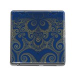 Navy Blue and Gold Swirls Memory Card Reader (Square 5 Slot) Front