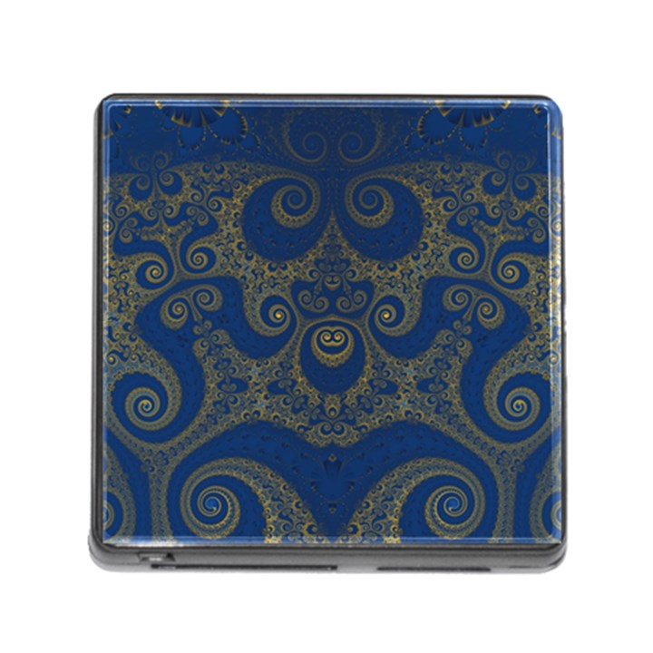 Navy Blue and Gold Swirls Memory Card Reader (Square 5 Slot)