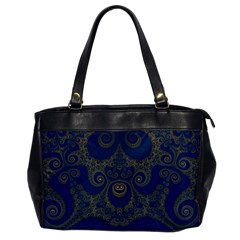 Navy Blue And Gold Swirls Oversize Office Handbag by SpinnyChairDesigns