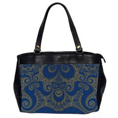 Navy Blue And Gold Swirls Oversize Office Handbag (2 Sides) by SpinnyChairDesigns