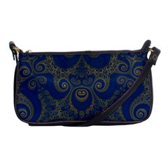 Navy Blue And Gold Swirls Shoulder Clutch Bag by SpinnyChairDesigns