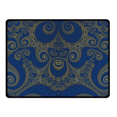 Navy Blue And Gold Swirls Fleece Blanket (small) by SpinnyChairDesigns