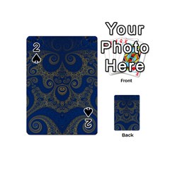 Navy Blue And Gold Swirls Playing Cards 54 Designs (mini) by SpinnyChairDesigns