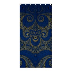 Navy Blue And Gold Swirls Shower Curtain 36  X 72  (stall)  by SpinnyChairDesigns