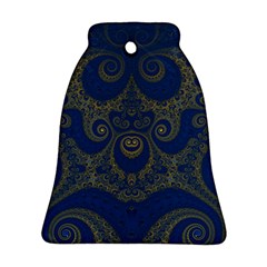 Navy Blue And Gold Swirls Bell Ornament (two Sides)