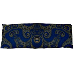 Navy Blue And Gold Swirls Body Pillow Case Dakimakura (two Sides) by SpinnyChairDesigns