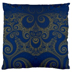 Navy Blue And Gold Swirls Standard Flano Cushion Case (two Sides) by SpinnyChairDesigns