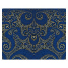 Navy Blue And Gold Swirls Double Sided Flano Blanket (medium)  by SpinnyChairDesigns