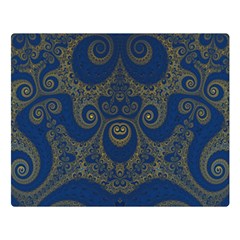 Navy Blue And Gold Swirls Double Sided Flano Blanket (large)  by SpinnyChairDesigns