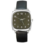 Rustic Green Brown Swirls Square Metal Watch Front