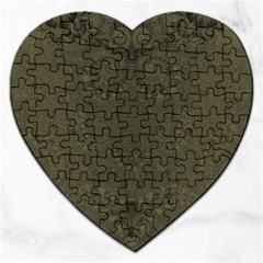 Rustic Green Brown Swirls Jigsaw Puzzle (heart) by SpinnyChairDesigns