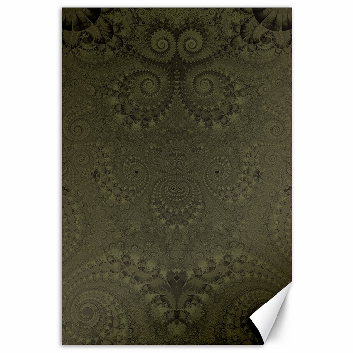 Rustic Green Brown Swirls Canvas 12  x 18 