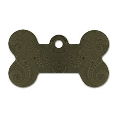 Rustic Green Brown Swirls Dog Tag Bone (two Sides) by SpinnyChairDesigns