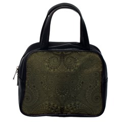 Rustic Green Brown Swirls Classic Handbag (one Side) by SpinnyChairDesigns